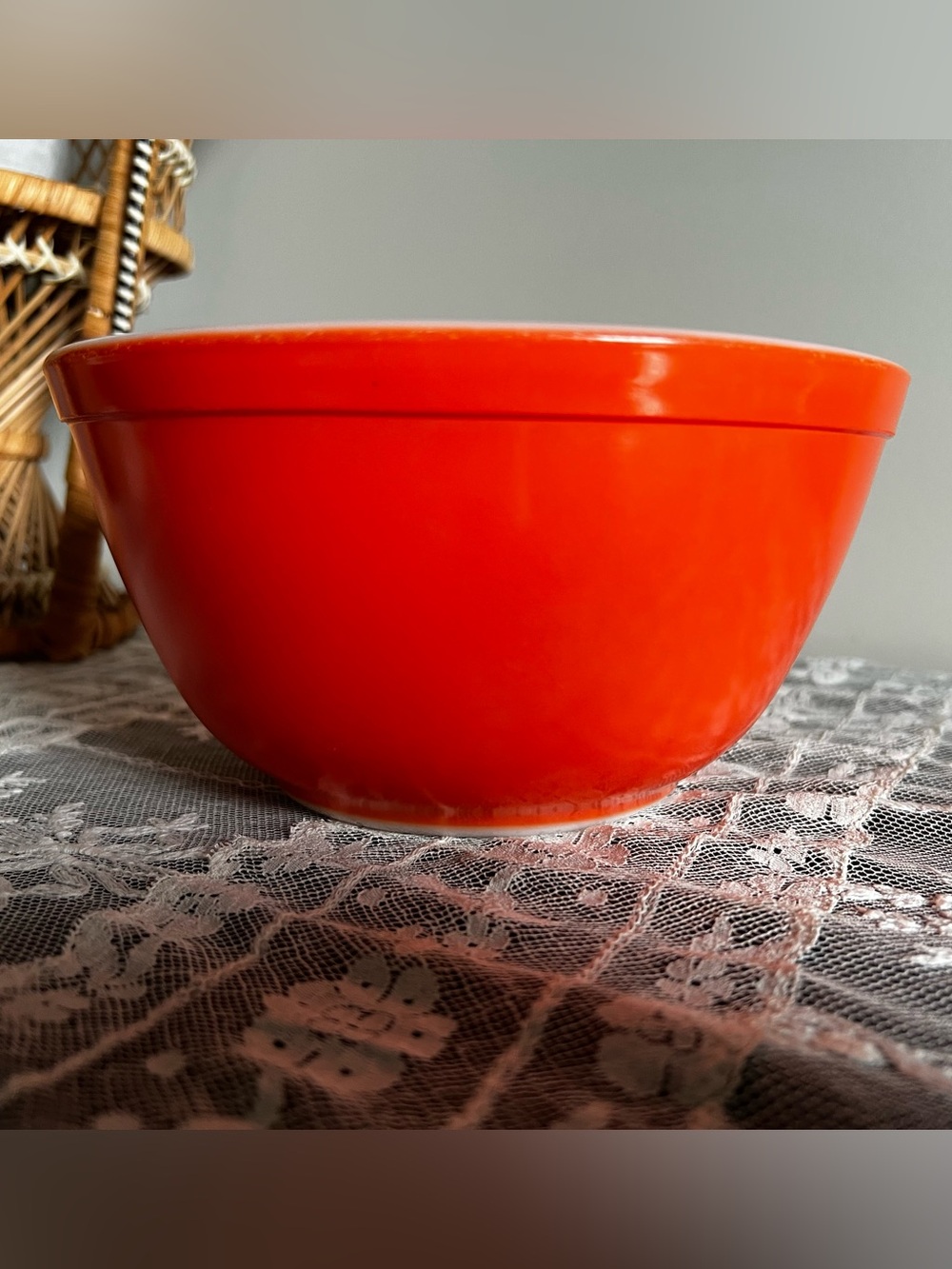Vintage Pyrex 402 Bright Orange Mixing Bowl Reverse Primary Colours